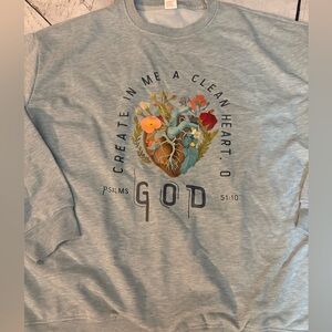 Women’s crewneck sweater 1x create in me a clean heart oh God